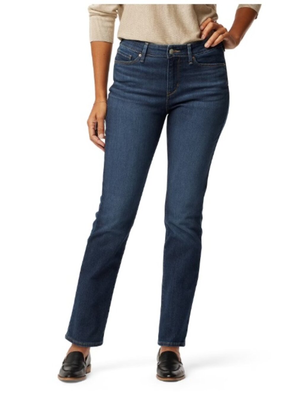 Levi Strauss Signature Womens Jeans Mid Rise Straight Leg Blue Dark Wash Size 12